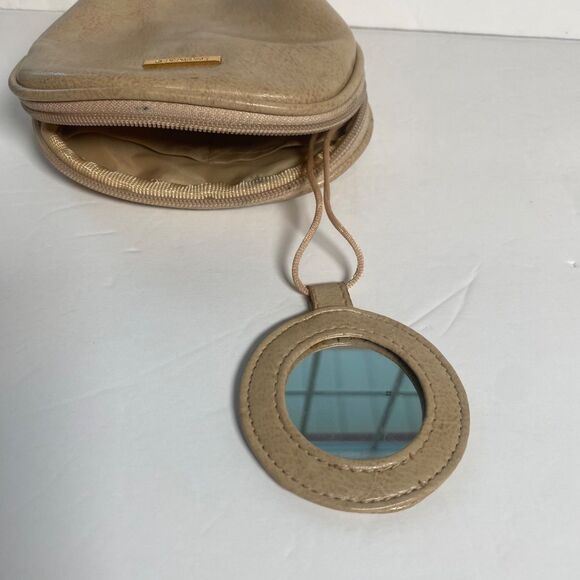 Longaberger Homestead Cosmetic Case w/ Mirror Beige Zipper Pouch Vintage - Picture 7 of 10